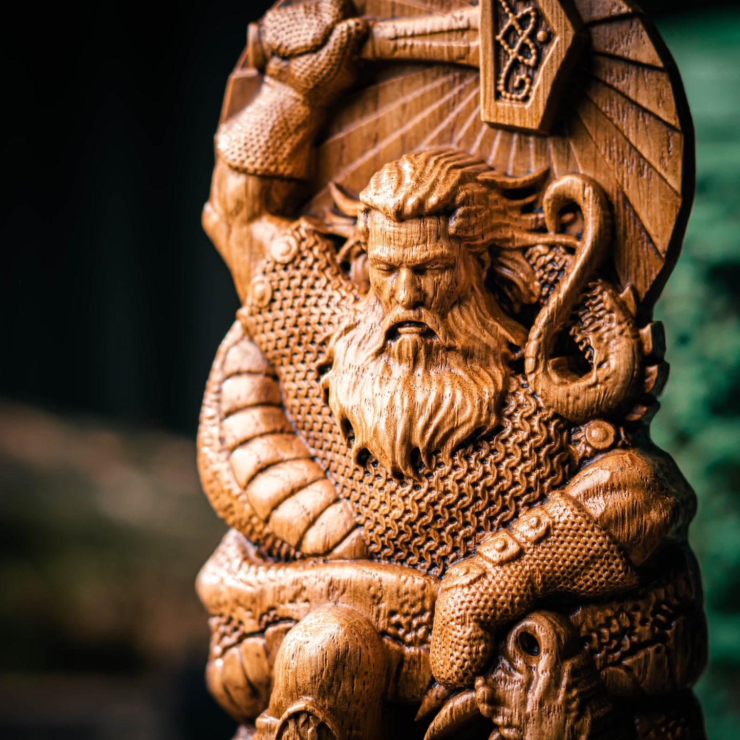Thor statue, Mjollnir, norse gods,sculpture wooden scandinavian pantheon – Viking | Norse runes & Nordic jewelry