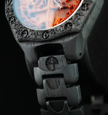 Tree of Gondor 1500 - Year Bog Oak Watch | LOTR Wooden Watch – Viking jewerly | Norse runes & Nordic jewelry