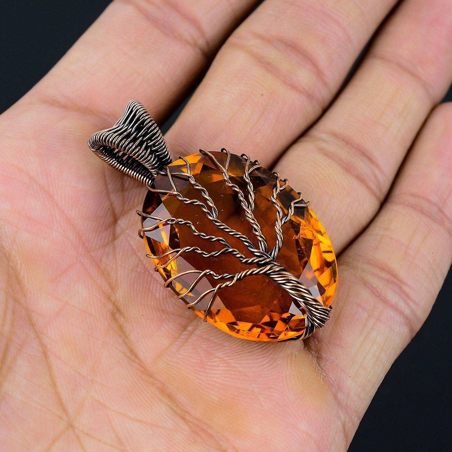 Tree of Life Citrine Pendant Copper Wire Wrapped Pendant Gemstone Pendant Handmade – Viking jewerly | Norse runes & Nordic jewelry