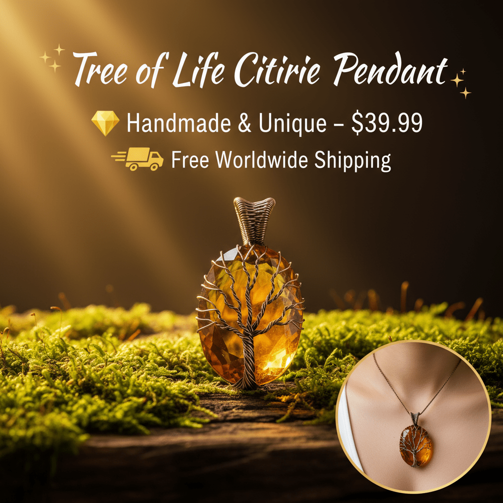Tree of Life Citrine Pendant – Viking jewelry | Norse runes & Nordic jewelry