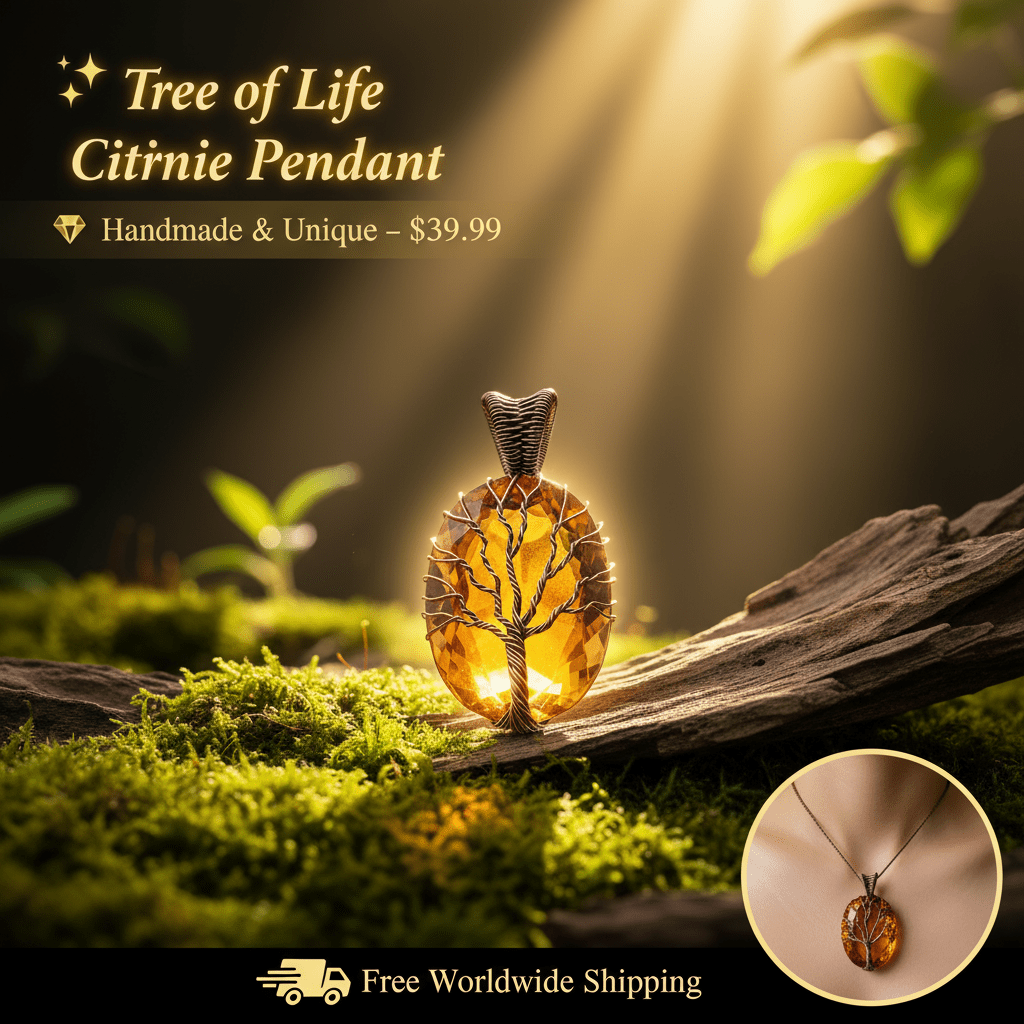 Tree of Life Citrine Pendant – Viking jewelry | Norse runes & Nordic jewelry