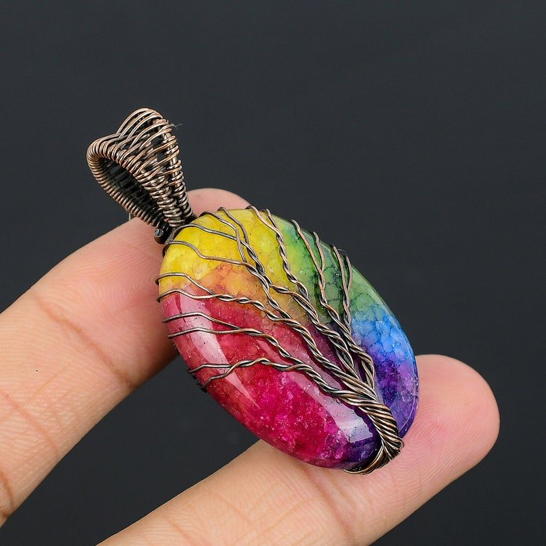 Tree of Life Solar Quartz Copper Pendant – Handmade Jewelry – Viking jewelry | Norse runes & Nordic jewelry