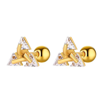 Triangle Zircon Stud Earrings – Stainless Steel Minimalist Jewelry – Viking jewerly | Norse runes & Nordic jewelry