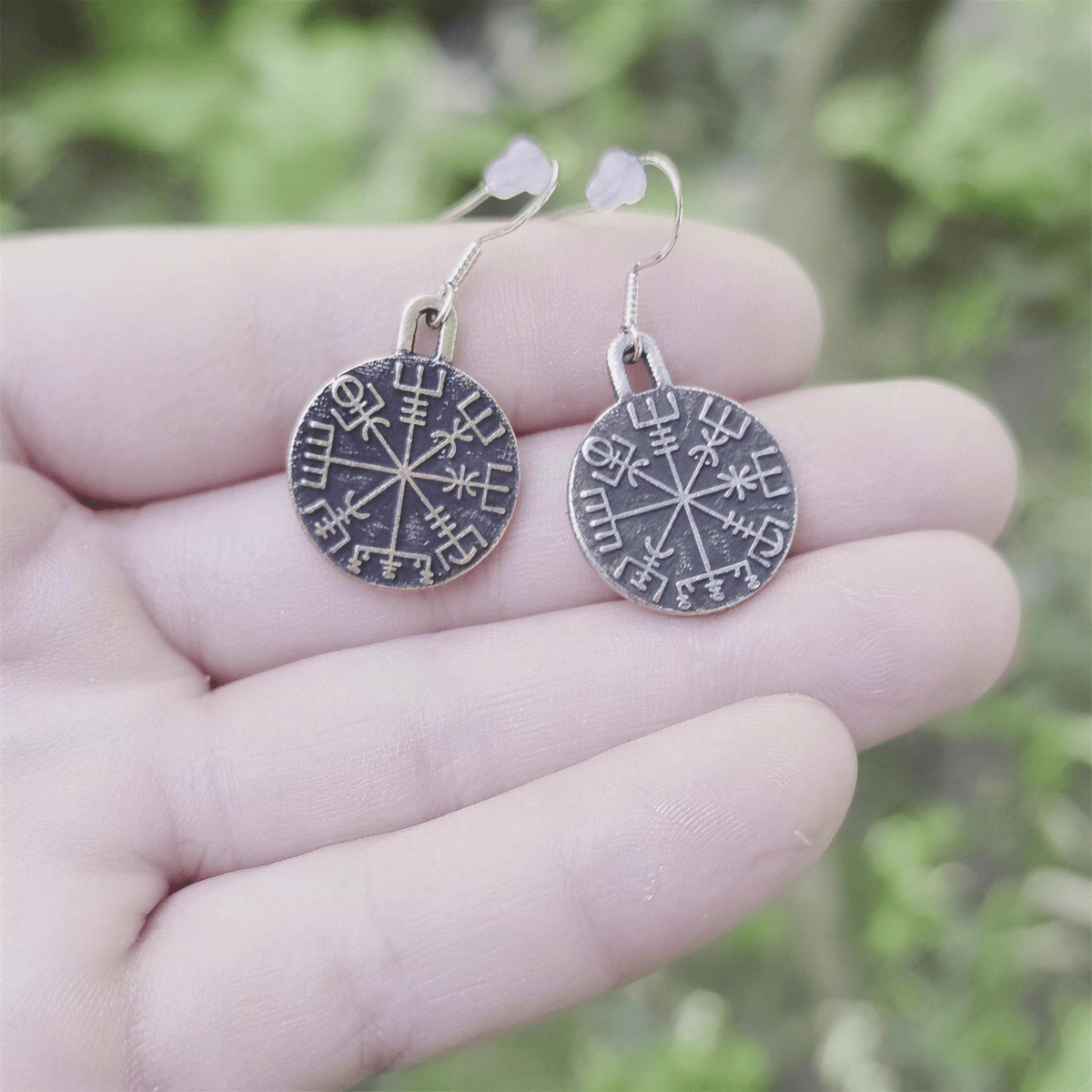 Vegvisir earrings Viking jewelry Norse pagan – Viking Jewelry | Norse runes & Nordic jewelry