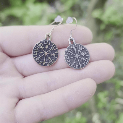Vegvisir earrings Viking jewelry Norse pagan – Viking Jewelry | Norse runes & Nordic jewelry