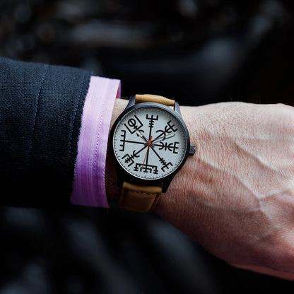 Viking Compass Engraved Watch Anniversary gift for man Groomsmen gifts – Viking Accessories | Norse runes & Nordic jewelry