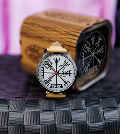 Viking Compass Engraved Watch Anniversary gift for man Groomsmen gifts – Viking Accessories | Norse runes & Nordic jewelry