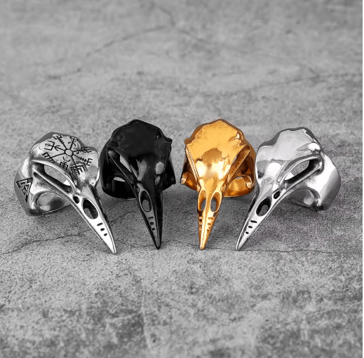 Viking Crow Skull Ring – Power & Wisdom in Stainless Steel – Viking jewerly | Norse runes & Nordic jewelry