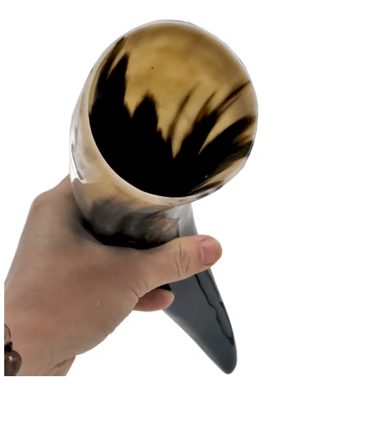 Viking Drinking Horn Mug with Stand – Ale, Beer & Mead Tankard – Viking Accessories | Norse runes & Nordic jewelry