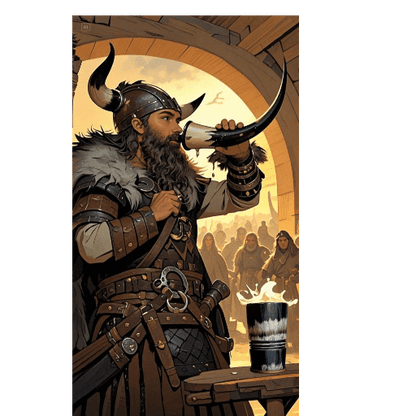 Viking Drinking Horn Mug with Stand – Ale, Beer & Mead Tankard – Viking Accessories | Norse runes & Nordic jewelry