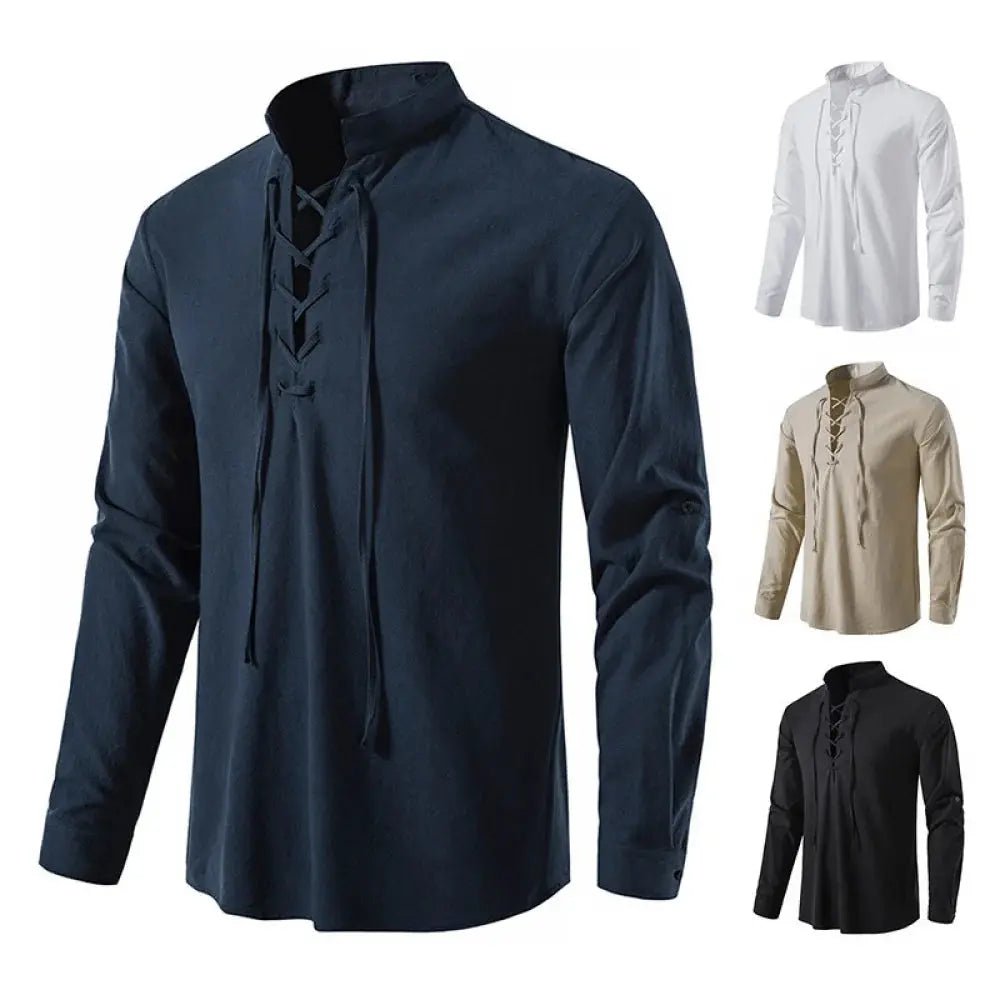 Viking Medieval Shirt for Men – Cotton Linen Lace - Up – Viking fashion | Norse runes & Nordic jewelry