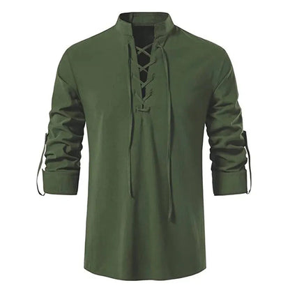 Viking Medieval Shirt for Men – Cotton Linen Lace - Up – Viking fashion | Norse runes & Nordic jewelry