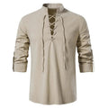 Viking Medieval Shirt for Men – Cotton Linen Lace-Up