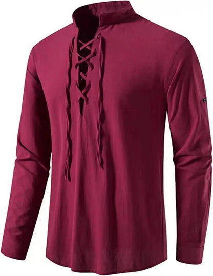 Viking Medieval Shirt for Men – Cotton Linen Lace - Up – Viking fashion | Norse runes & Nordic jewelry