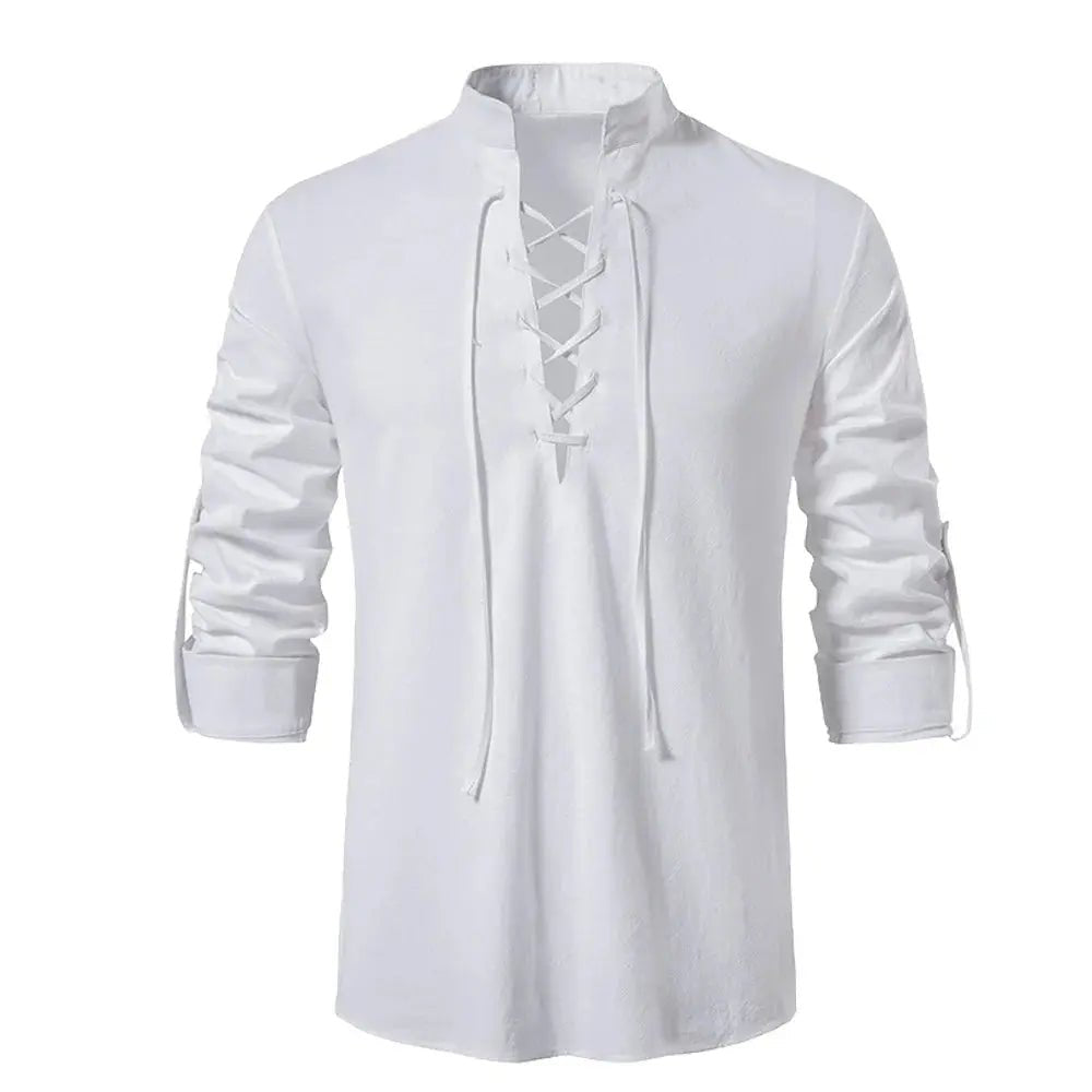 Viking Medieval Shirt for Men – Cotton Linen Lace - Up – Viking fashion | Norse runes & Nordic jewelry