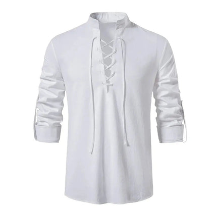 Viking Medieval Shirt for Men – Cotton Linen Lace - Up – Viking fashion | Norse runes & Nordic jewelry