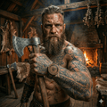 Viking Odin Rune Quartz Wristwatch for Men with Wooden Strap