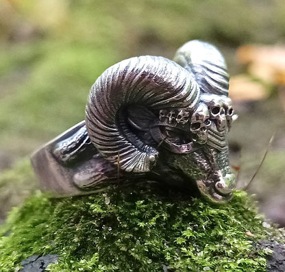 Viking ram head ring | Norse goat horns jewelry and skull – Viking jewerly | Norse runes & Nordic jewelry