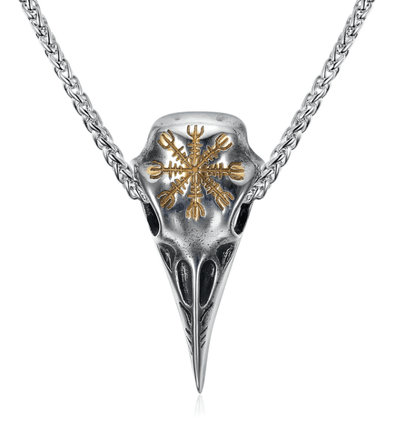 Viking Raven Skull Pendant - Norse Eagle Beak Amulet with Runes – Viking Necklaces & Pendants | Norse runes & Nordic jewelry