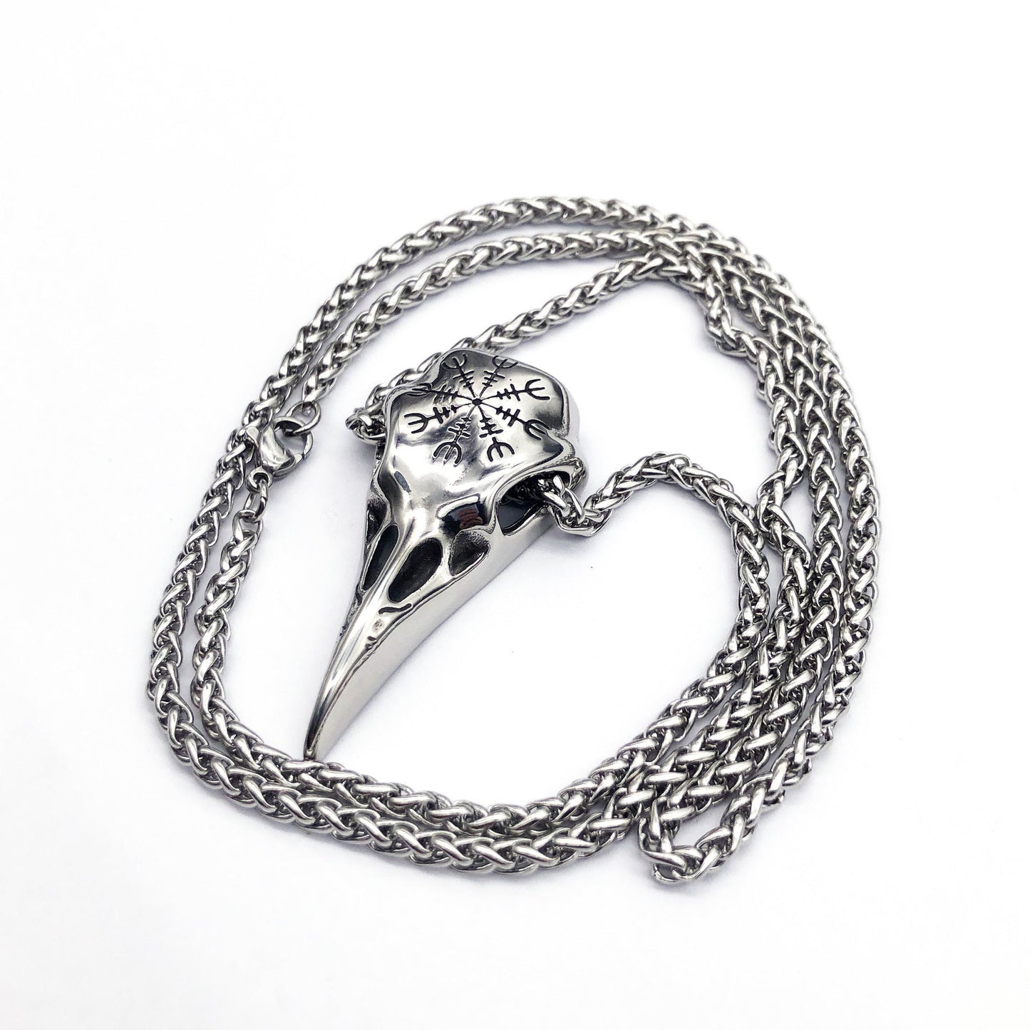 Viking Raven Skull Pendant - Norse Eagle Beak Amulet with Runes – Viking Necklaces & Pendants | Norse runes & Nordic jewelry