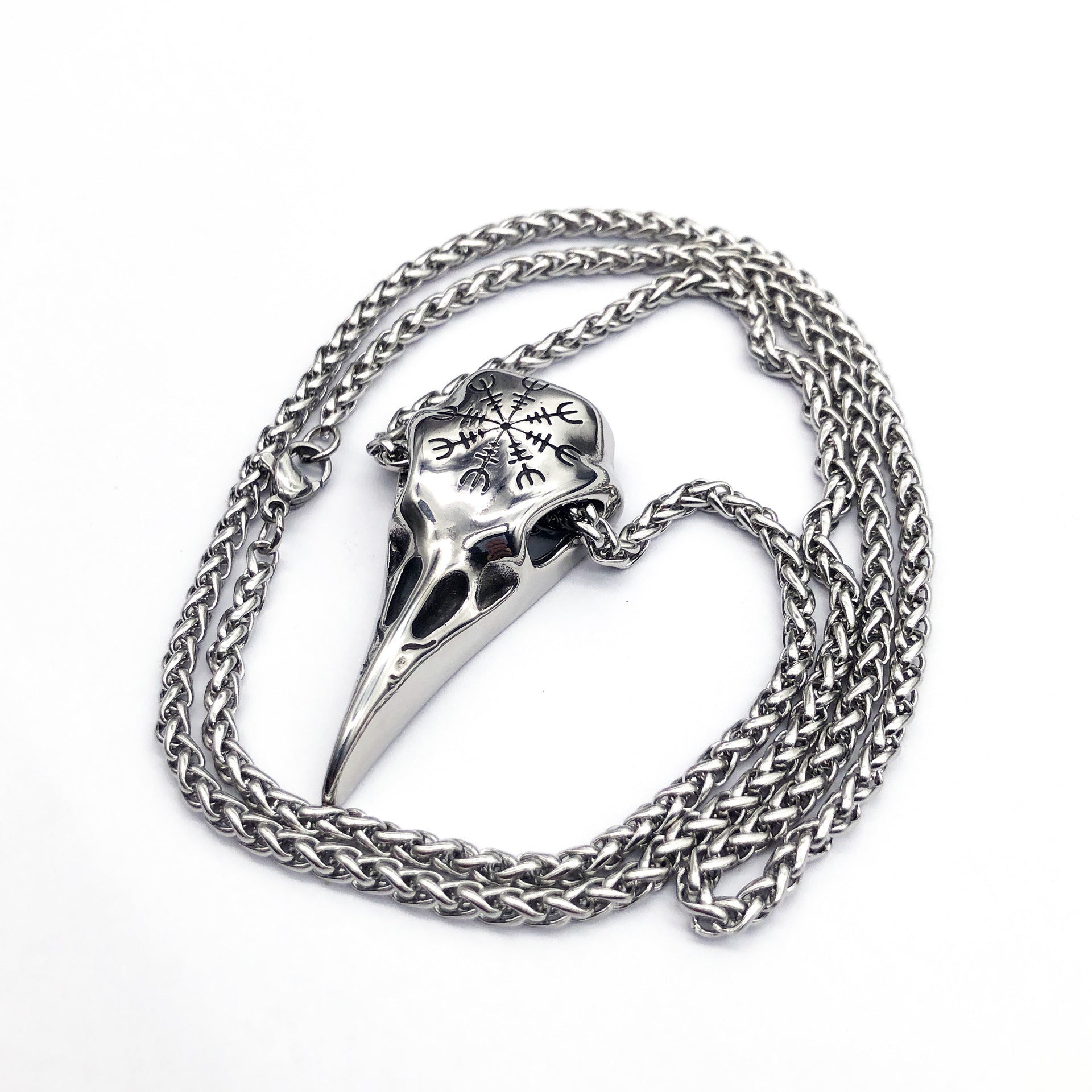 Viking Raven Skull Pendant - Norse Eagle Beak Amulet with Runes – Viking Necklaces & Pendants | Norse runes & Nordic jewelry