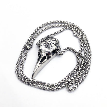 Viking Raven Skull Pendant - Norse Eagle Beak Amulet with Runes – Viking Necklaces & Pendants | Norse runes & Nordic jewelry