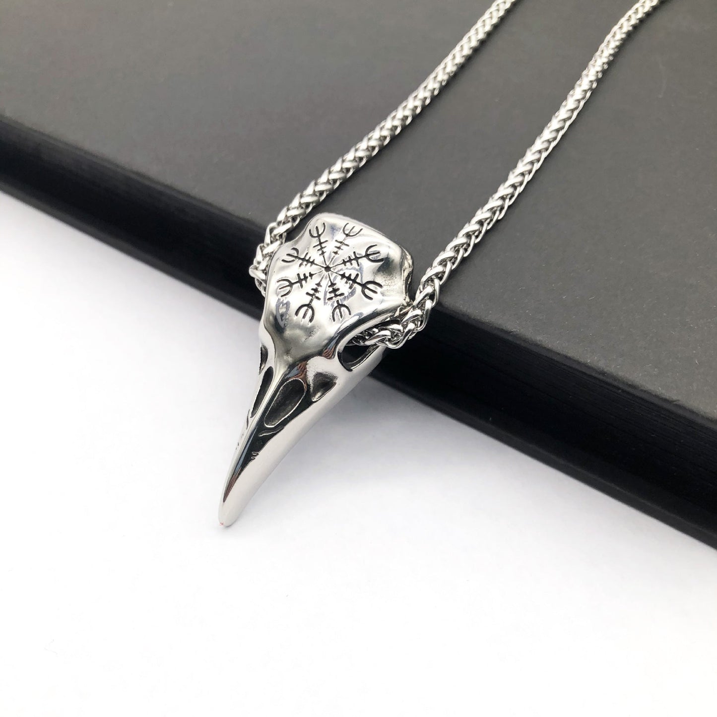 Viking Raven Skull Pendant - Norse Eagle Beak Amulet with Runes – Viking Necklaces & Pendants | Norse runes & Nordic jewelry