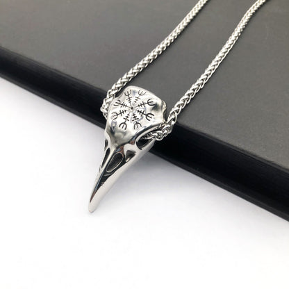 Viking Raven Skull Pendant - Norse Eagle Beak Amulet with Runes – Viking Necklaces & Pendants | Norse runes & Nordic jewelry