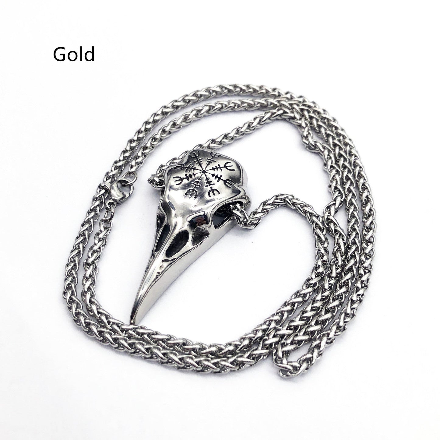 Viking Raven Skull Pendant - Norse Eagle Beak Amulet with Runes – Viking Necklaces & Pendants | Norse runes & Nordic jewelry