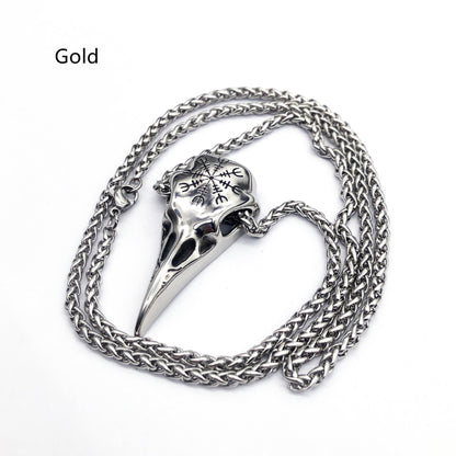 Viking Raven Skull Pendant - Norse Eagle Beak Amulet with Runes – Viking Necklaces & Pendants | Norse runes & Nordic jewelry