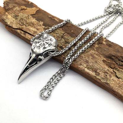 Viking Raven Skull Pendant - Norse Eagle Beak Amulet with Runes – Viking Necklaces & Pendants | Norse runes & Nordic jewelry