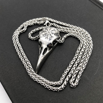 Viking Raven Skull Pendant - Norse Eagle Beak Amulet with Runes – Viking Necklaces & Pendants | Norse runes & Nordic jewelry
