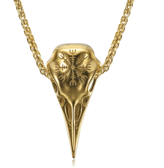 Viking Raven Skull Pendant - Norse Eagle Beak Amulet with Runes – Viking Necklaces & Pendants | Norse runes & Nordic jewelry