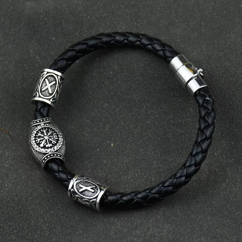 Viking Rune Beads Bracelet - Leather with Magnetic Clasp – Viking Bracelets | Norse runes & Nordic jewelry
