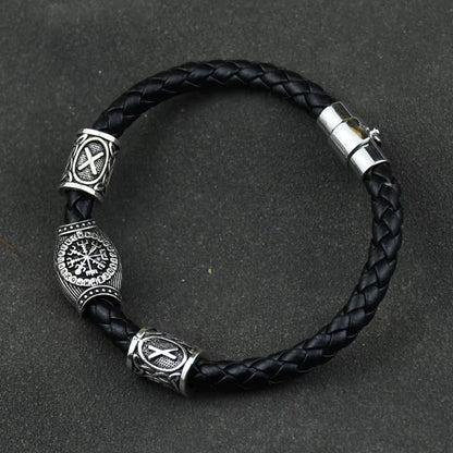 Viking Rune Beads Bracelet - Leather with Magnetic Clasp – Viking Bracelets | Norse runes & Nordic jewelry