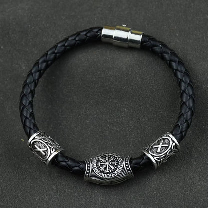 Viking Rune Beads Bracelet - Leather with Magnetic Clasp – Viking Bracelets | Norse runes & Nordic jewelry