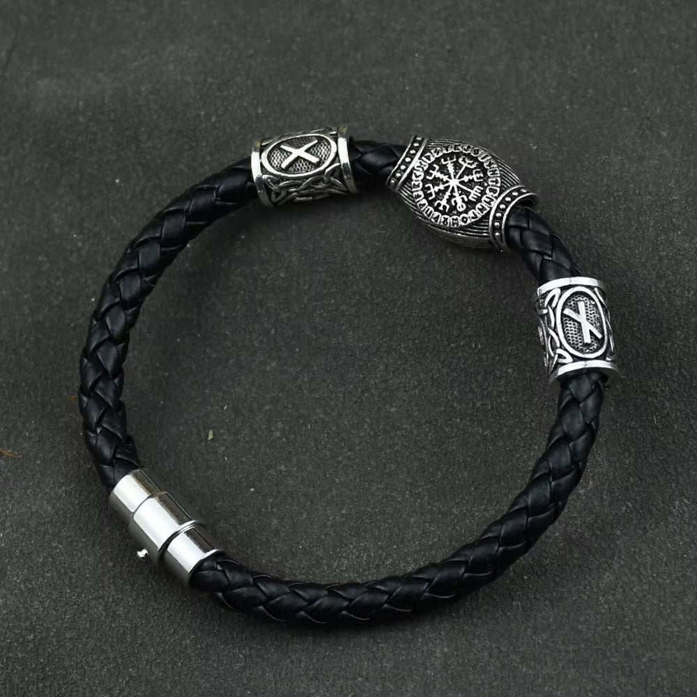 Viking Rune Beads Bracelet - Leather with Magnetic Clasp – Viking Bracelets | Norse runes & Nordic jewelry