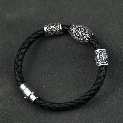 Viking Rune Beads Bracelet - Leather with Magnetic Clasp – Viking Bracelets | Norse runes & Nordic jewelry