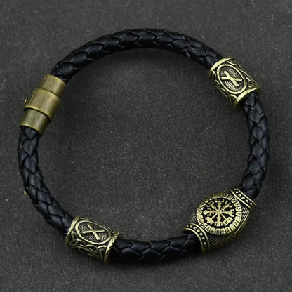 Viking Rune Beads Bracelet - Leather with Magnetic Clasp – Viking Bracelets | Norse runes & Nordic jewelry