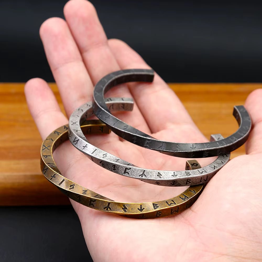 The Allfather's Arsenal — Viking Runes Mobius bracelet, Ancient Black