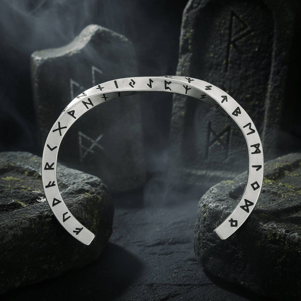 Viking Runes Mobius Bracelet | Stainless Steel Norse Amulet – Viking Bracelet | Norse runes & Nordic jewelry