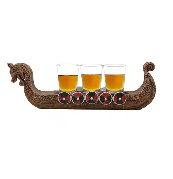 Viking Ship Glass Sculpture – Norse Dragonboat Decor 🛡️ – Viking Accessories | Norse runes & Nordic jewelry