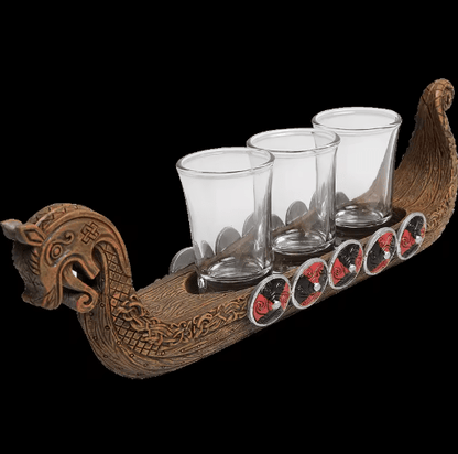 Viking Ship Glass Sculpture – Norse Dragonboat Decor 🛡️ – Viking Accessories | Norse runes & Nordic jewelry