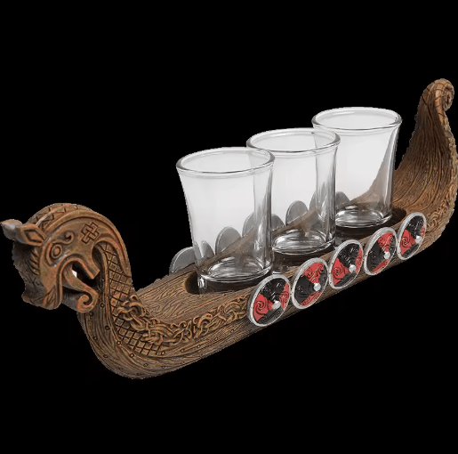 Viking Ship Glass Sculpture – Norse Dragonboat Decor 🛡️ – Viking Accessories | Norse runes & Nordic jewelry