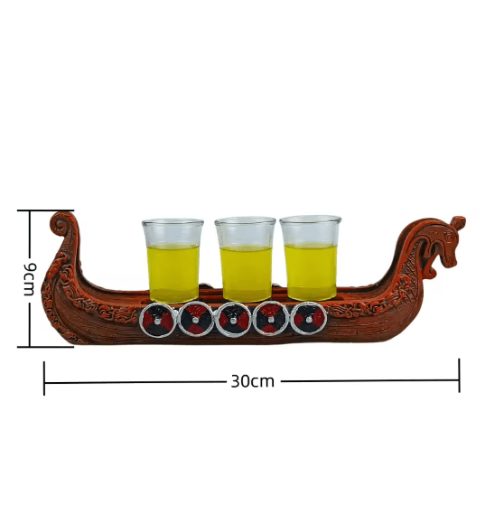 Viking Ship Glass Sculpture – Norse Dragonboat Decor 🛡️ – Viking Accessories | Norse runes & Nordic jewelry