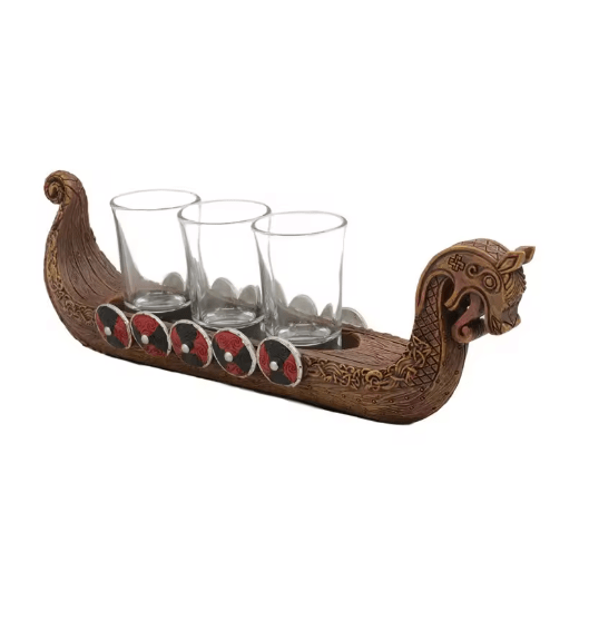 Viking Ship Glass Sculpture – Norse Dragonboat Decor 🛡️ – Viking Accessories | Norse runes & Nordic jewelry