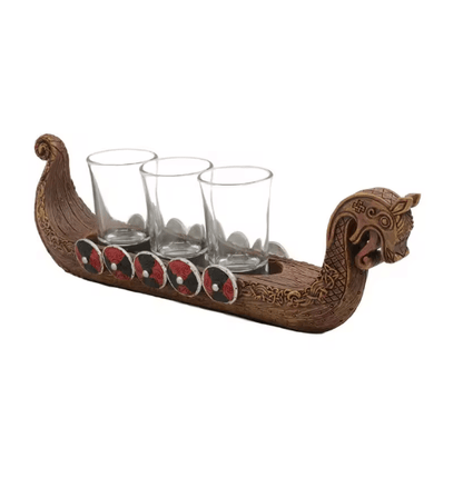 Viking Ship Glass Sculpture – Norse Dragonboat Decor 🛡️ – Viking Accessories | Norse runes & Nordic jewelry
