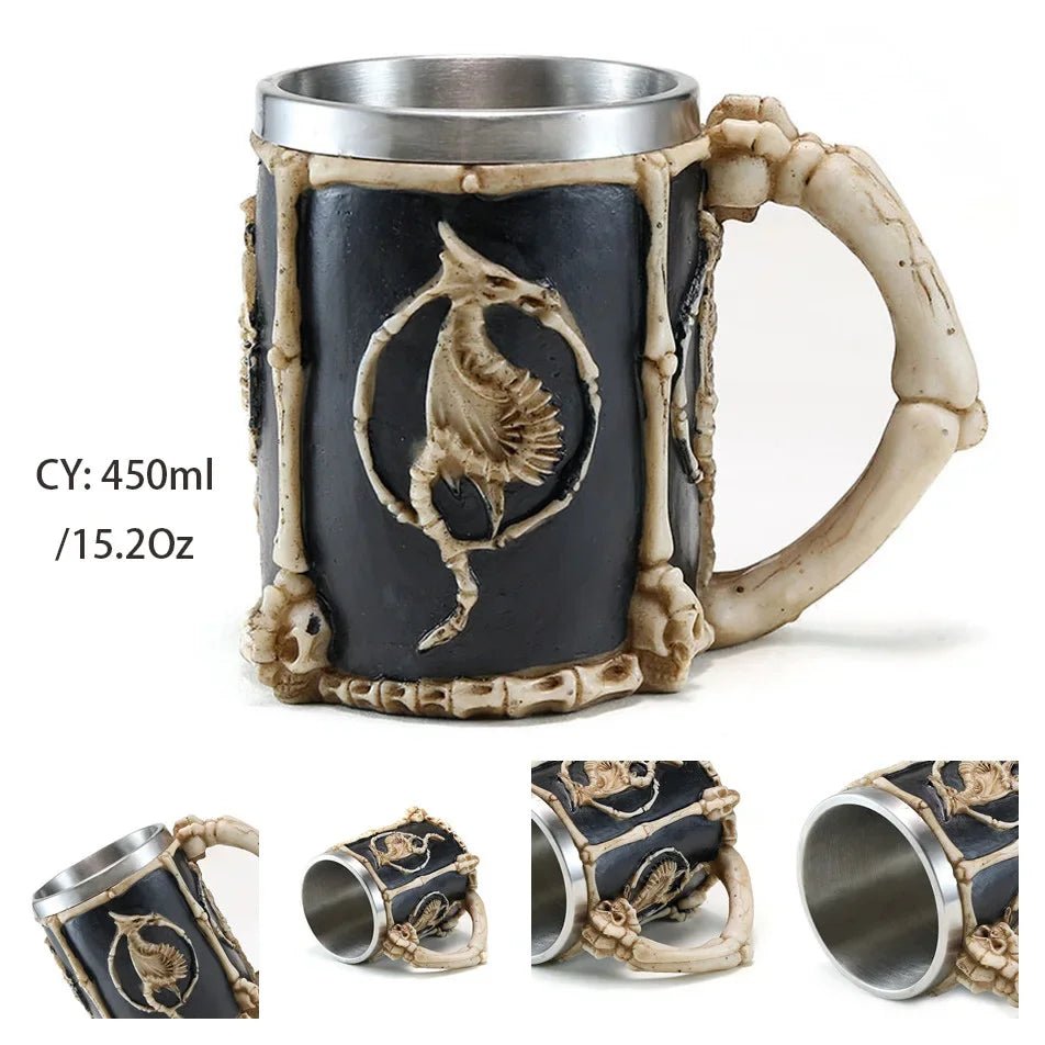 Viking Skull Beer Mug | 600ml Pirate Tankard Stein – Viking Beer Mug | Norse runes & Nordic jewelry