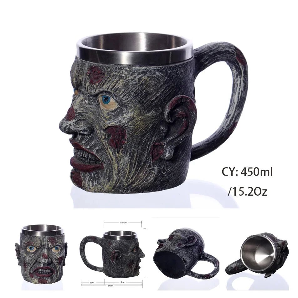 Viking Skull Beer Mug | 600ml Pirate Tankard Stein – Viking Beer Mug | Norse runes & Nordic jewelry