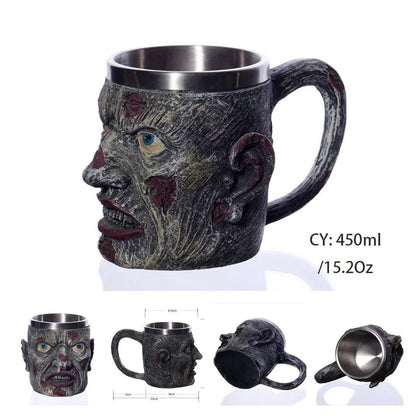 Viking Skull Beer Mug | 600ml Pirate Tankard Stein – Viking Beer Mug | Norse runes & Nordic jewelry
